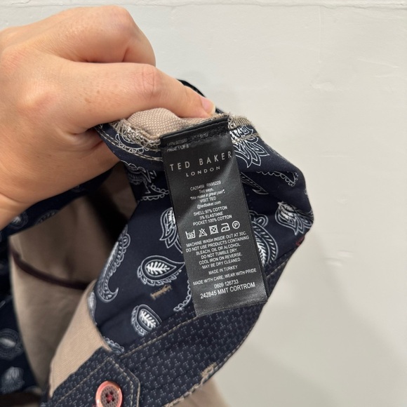 Ted Baker London Cortrom Tan Cotton Blend Flat Front Shorts Size 34R - Picture 4 of 4